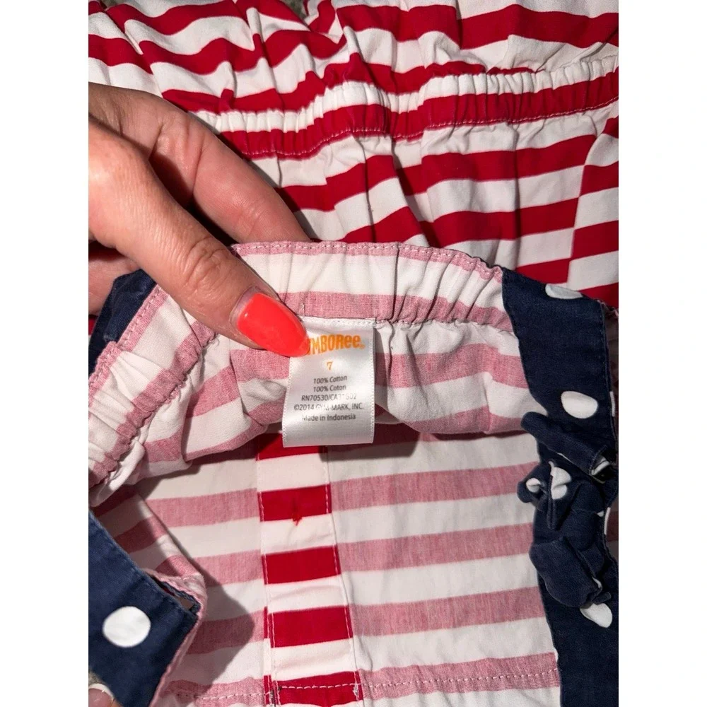 Gymboree 2014 Red White Blue Romper Polka Dot